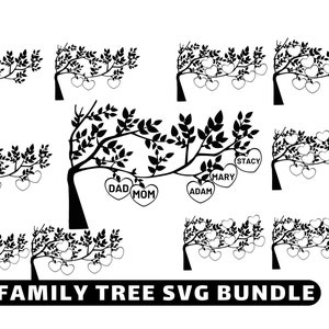 Family Tree Svg, Family Tree Template, Family Tree Wall Art, Family Tree Ornament, Svg Cut File, Family Name Sign, Family Tree Personalized