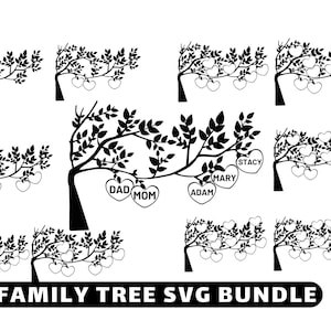 Family Tree Svg, Family Tree Template, Family Tree Wall Art, Family Tree Ornament, Svg Cut File, Family Name Sign, Family Tree Personalized