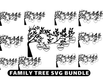 Family Tree Svg, Family Tree Template, Family Tree Wall Art, Family Tree Ornament, Svg Cut File, Family Name Sign, Family Tree Personalized