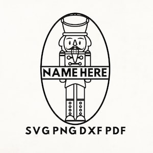 Quebra-nozes Svg, modelo de quebra-nozes, estêncil de quebra-nozes, quebra-nozes personalizado Svg, arquivo de corte a laser de ornamento, nome aqui Svg, Natal svg