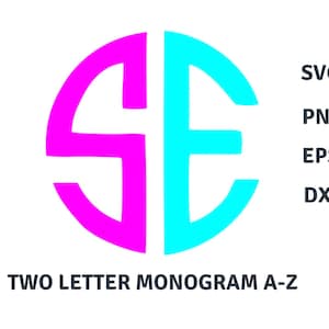 Kreis Monogramm Svg, zwei Buchstaben Monogramm, A bis Z Alphabet, buntes Monogramm, Hochzeit Monogramm, Paar Monogramm, rundes Monogramm