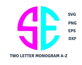 Monogramme circulaire Svg, monogramme à deux lettres, alphabet A à Z, monogramme coloré, monogramme de mariage, monogramme de couple, monogramme rond