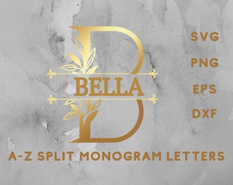 Split Monogram Svg, monogram alphabet svg
