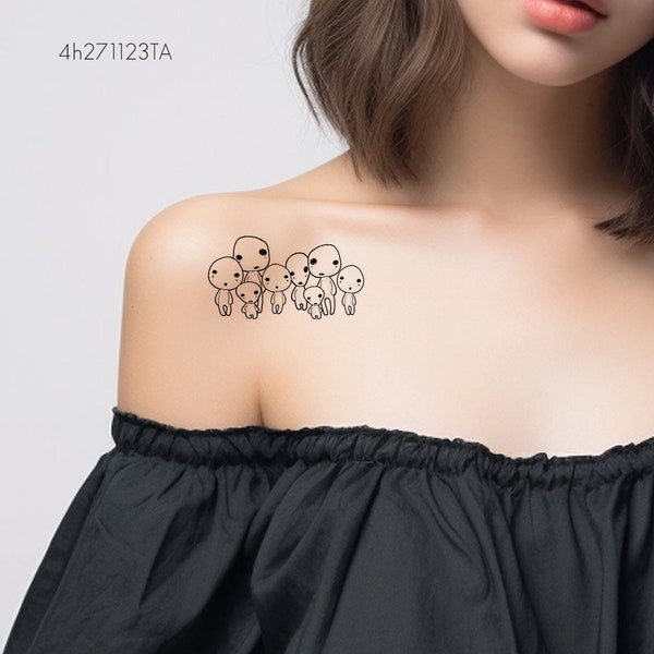 Cute Ghibli Anime Tattoo-Minimalist Tattoo-Temporary Tattoo Set-Tattoo Lover Gift Idea-Couple Boy Girl Friend Gift-Handwriting Tattoo