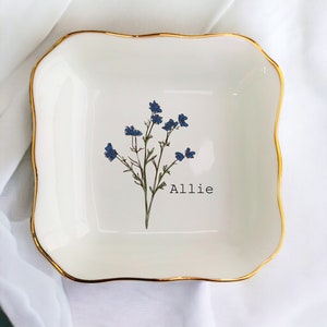 Personalized Wildflowers Ring Dish - Friendship Christmas Gifts Wedding Bridesmaid Gifts