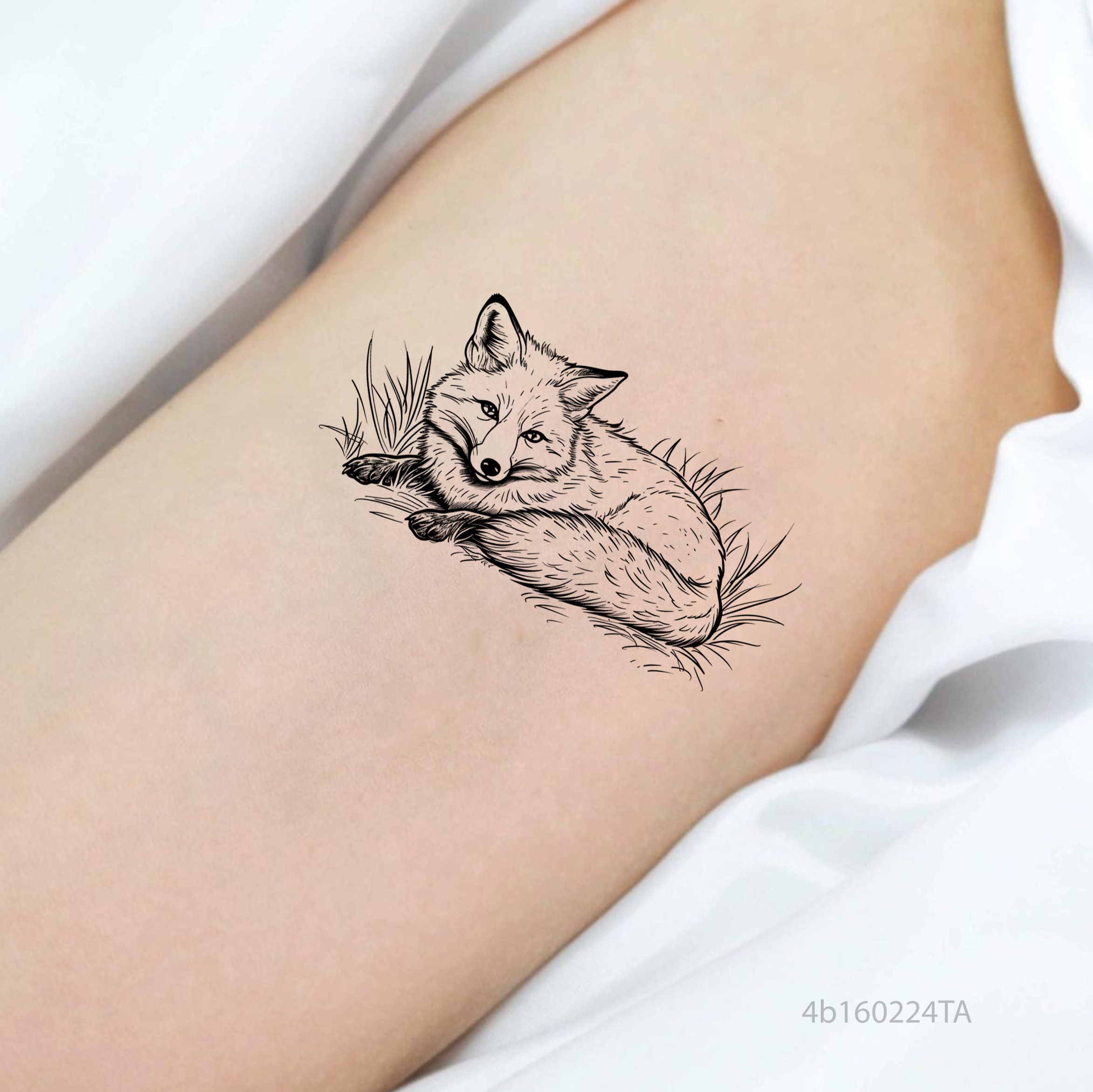 Simple Fox Temporary Tattoo-Minimalist Tattoo-Temporary Tattoo Set-Tattoo  Lover Gift Idea-Couple Gift-Handwriting Tattoo, image size:2345x2344