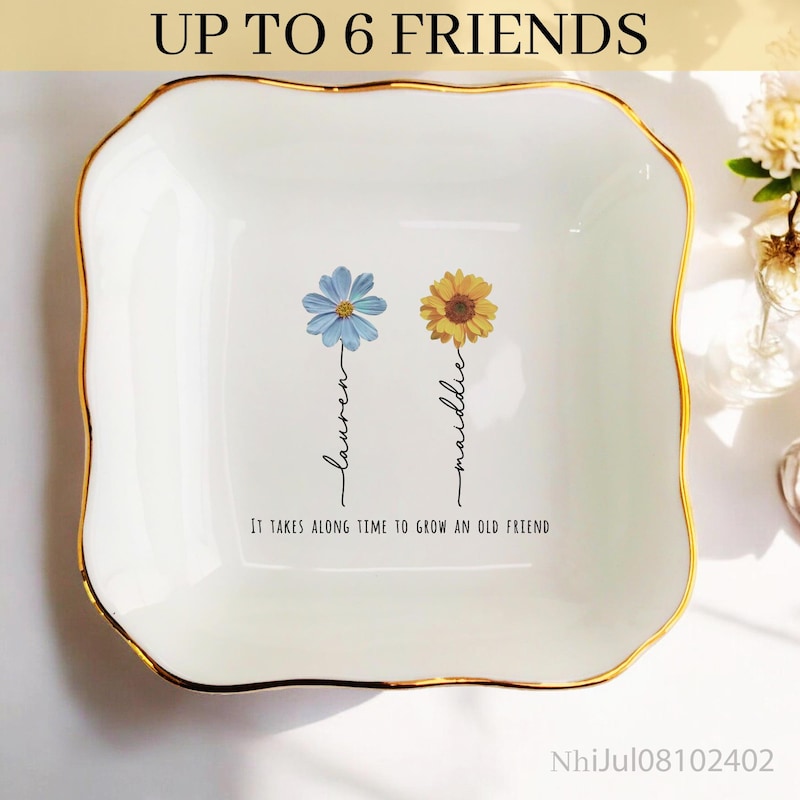 Personalized Friendship Ring Dish/Sisters Birthday Gift/Friends Gift/Sister Gift/Friendship Gifts/If friends were flowers/Christmas Gifts