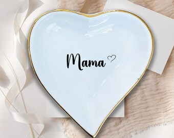 Mama Personalized Ring Dish-Custom Jewelry Holder For Mom From Daughter-Ceramic Minimalist Trinket Tray-Christmas Mothers Birthday Gift