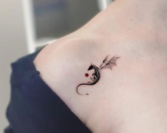 Black Dragon Temporary Tattoo-Cool Tattoo-Minimalist Tattoo-Temporary Tattoo Set-Tattoo Lover Gift Idea-Friendship Gifts-Waterproof Tattoo