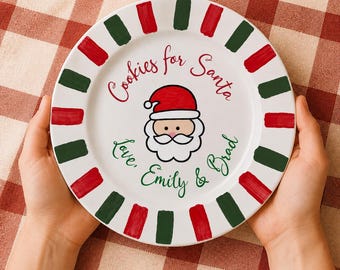 Personalized Cookies for Santa Porcelain Plate-Christmas Eve-Family Party Decor-Christmas Cookie Tray for Santa-Christmas Tradition