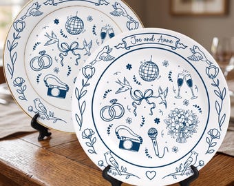 Gepersonaliseerde porseleinen schaal plaat-huwelijkscadeau voor pasgetrouwden-nieuw huis cadeau-romantisch grillig keramiek-verjaardagscadeau