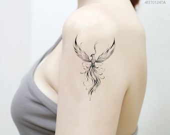 Phoenix Temporary Tattoo-Tattoo Art-Minimalist Tattoo-Bird Tattoo-Temporary Tattoo Set-Tattoo Lover Gift Idea-Couple Boy Girl Friend Gift
