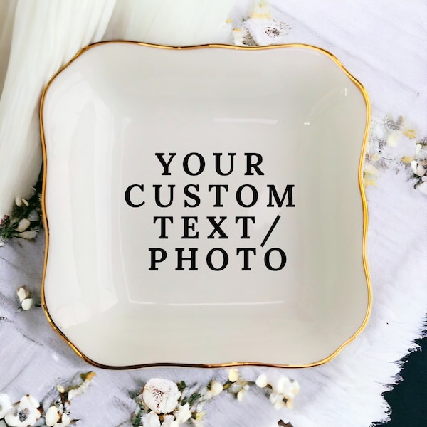 Personalized Your Text Photo Ring Dish-Personalize Photo Gift-Custom Logo Ring Dish-Photo On Dish-Design Your Own Ring Dish-Mothers Day Gift