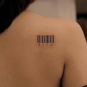 Tatuagens temporárias de código de barras - Tatuagem de código de barras - Conjunto de tatuagem temporária - Ideia de presente para amante de tatuagem - Presente para amigo - Presentes de amizade - Despedida de solteira