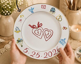 Personalized Wedding Porcelain Plate-Wedding Gift for Newlyweds-Couple Gift-Wedding cake plate-Bride Gift-Anniversary Gifts