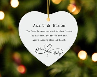 Personalized Aunt Niece Ornament/Aunt Niece Gift/Gift For Aunt from Nephew or Niece/Birthday Gifts/Gift for Auntie Keepsake/Christmas Gifts