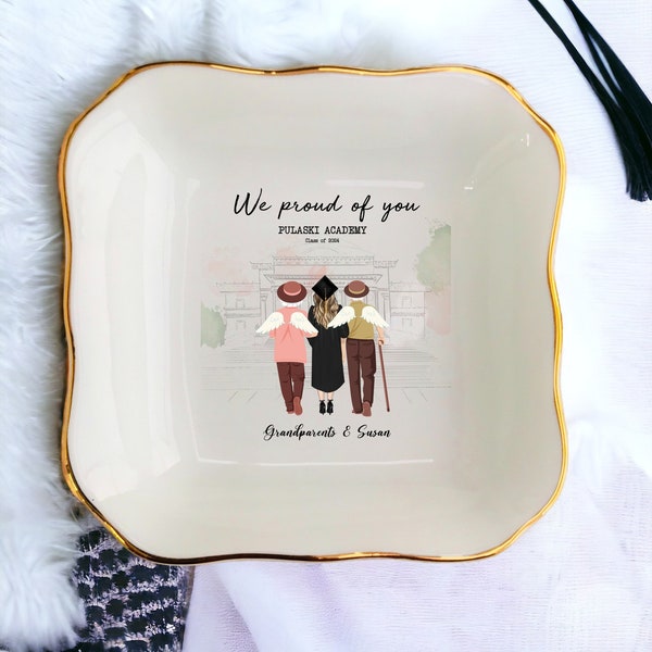 Custom Portrait Ring Dish-Graduation Personalized  Trinket Tray-Jewelry Holder For Girl Daughter Best Friend-Grandpa-Grandma-Graduation Gift