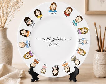Personalized Family Portrait Porcelain Plate-Anniversary Gift-Family Keepsake Handmade Tray-Housewarming Gift