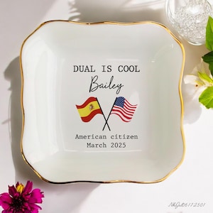 US Citizenship Gift-New US Citizen Gift-Personalized Ring Dish American Flag-New American Gift-Dual Citizenship Gift-US Naturalization Gift