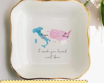 Custom State Ring Dish-Sister Birthday Gifts-Long Distance Gift-Christmas Friendship Gift for Bestie