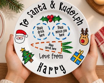 Personalized Christmas Eve Porcelain Plate-Christmas Eve-Family Party Decor-Christmas Cookie Tray for Santa-Christmas Tradition