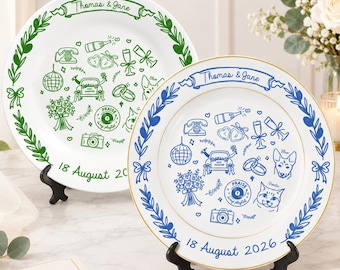 Personalized Porcelain Platter Plate-Wedding Gift for Newlyweds-Couple Gift-Romantic Whimsical Ceramic-Bride Gift-Anniversary Gifts