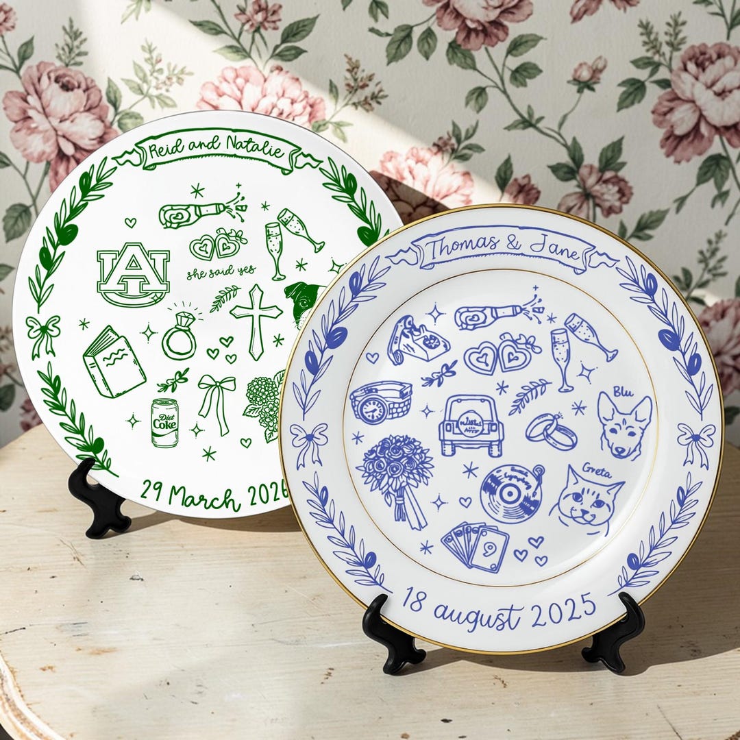 Personalized Porcelain Platter Plate-Wedding Gift for Newlyweds-Couple Gift-Romantic Whims