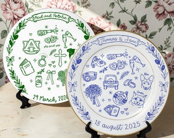 Personalized Porcelain Platter Plate-Wedding Gift for Newlyweds-New Home Gift-Romantic Whimsical Ceramic-Birthday Gift