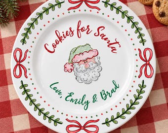 Personalized Santa Cookie Porcelain Plate-Christmas Eve-Family Party Decor-Christmas Cookie Tray for Santa-Christmas Tradition