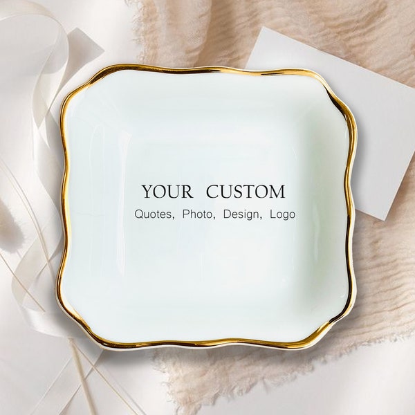 Personalized Ring Dish For Mom Sister Friend-Custom Text Photo Quotes Jewelry Holder-Engagement Trinket Tray-Christmas Birthday Wedding Gift