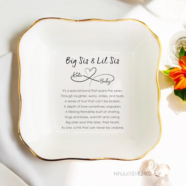 Sister Birthday Gift Custom Ring Dish-Personalized Long Distance Gift-Wedding Gift for Sister-Gift from Bride