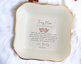 Para mi mamá en el día de mi boda Plato de anillo personalizado / Regalo para la madre de la novia / Regalo para mamá / Regalos personalizados / Regalo de la hija / Regalos de boda