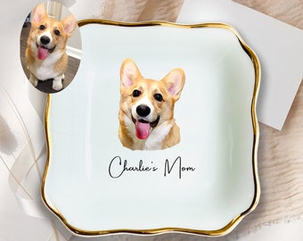 Custom Made Personalized Dog Portrait Ring Dish, Dog Mom Trinket Tray-Custom Jewelry Holder For Pet Lover Mom Friend Her-Christmas Gift