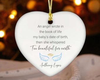 Custom Baby Memorial Gift Ornament/Sympathy Gift/Child Loss Keepsake/Bereavement Gift/Miscarriage Gift Stillborn Keepsake/Infant Loss Gift