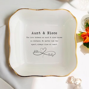 Personalized Aunt Niece Birthday Gift Ring Dish - Wedding Gifts for Auntie Christening Baptism Gift