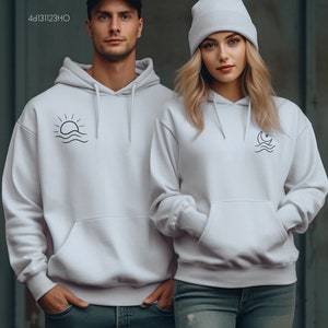 Sun And Moon Couple Hoodie Sweatshirt Sweater-Friends Gift-Couple Gift-Gift for Him-Boyfriend Gift-Engagement Gift-Birthday Gift for Her