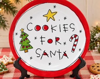 Personalized Santa Porcelain Plate and Mug Set-Christmas Eve-Family Party Decor-Christmas Cookie Tray for Santa