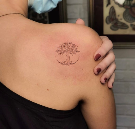 Tree of Life Tattoo Temporary Tattoo-Semi Permanent Tattoo-Tattoo Art-Minimalist Tattoo-Fake Tattoo-Friendship Gift-Cool Tattoo-Best Friend