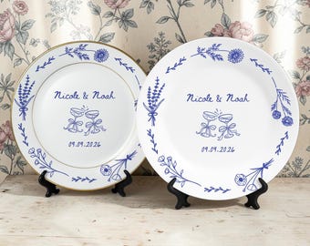 Gepersonaliseerde porseleinen schaal plaat-jubileum huwelijkscadeau voor pasgetrouwden-nieuw huis cadeau-romantisch grillig keramiek-verjaardagscadeau