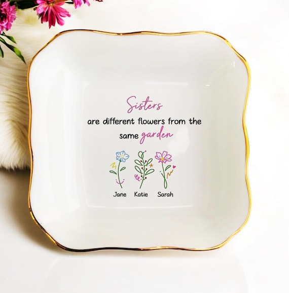 Personalized 'Grow An Old Friend' Jewelry Dish - Custom Ceramic Ring Holder For Best Friends, Sisters & Moms