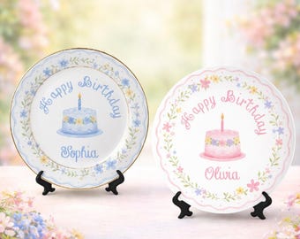 Personalized Birthday Plate-Custom Name Hand Painted Ceramic Plate-Birthday Gift-Family Home Party Decor-Children's Gifts