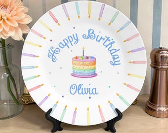 Piatto di compleanno personalizzato - Piatto in ceramica dipinto a mano con nome personalizzato - Regalo di compleanno - Decorazione per feste in casa e in famiglia - Regali per bambini