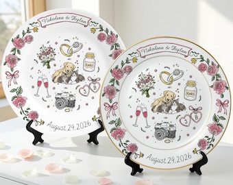 Gepersonaliseerde porseleinen schaal/bord - huwelijksgeschenk voor pasgetrouwden - cadeau voor een stel - romantisch en speels keramisch - jubileumcadeau