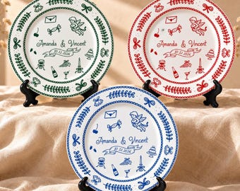 Personalized Wedding Porcelain Platter Plate-Wedding Gift for Newlyweds-Couple Gift-Bride Gift-Anniversary Gifts Pottery