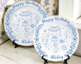 Gepersonaliseerde porseleinen verjaardagsbord-Family Home Party Decor-Verjaardagscadeau voor vriend-aangepast naambordje