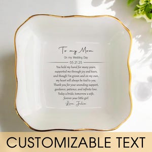 To My Mom On My Wedding Day Personalized Ring Dish/Mother of the bride Gift/Gift For mom/Wedding Gift for Mom/Bridal Shower Gifts/Mom Gifts
