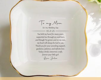 To My Mom On My Wedding Day Personalized Ring Dish/Mother of the bride Gift/Gift For mom/Wedding Gift for Mom/Bridal Shower Gifts/Mom Gifts