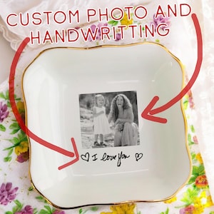 Personalized Photo Handwriting Ring Dish-Actual Handwriting Jewelry Dish-Mothers Day Gift-Birthday Gifts-Mom Memorial Gift-Gift for Mom