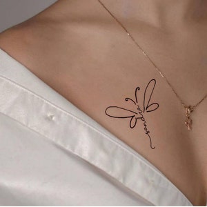 Dragonfly Custom Name Temporary Tattoo-Cool Tattoo-Minimalist Tattoo-Temporary Tattoo Set-Friendship Gifts-Couple Gifts-Butterfly Tattoo