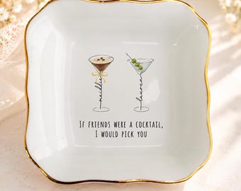 Friendship Birthday Gift Custom Cocktails Ring Dish-Personalized Long Distance Gift-Gift For Friend-Besties Keepsake